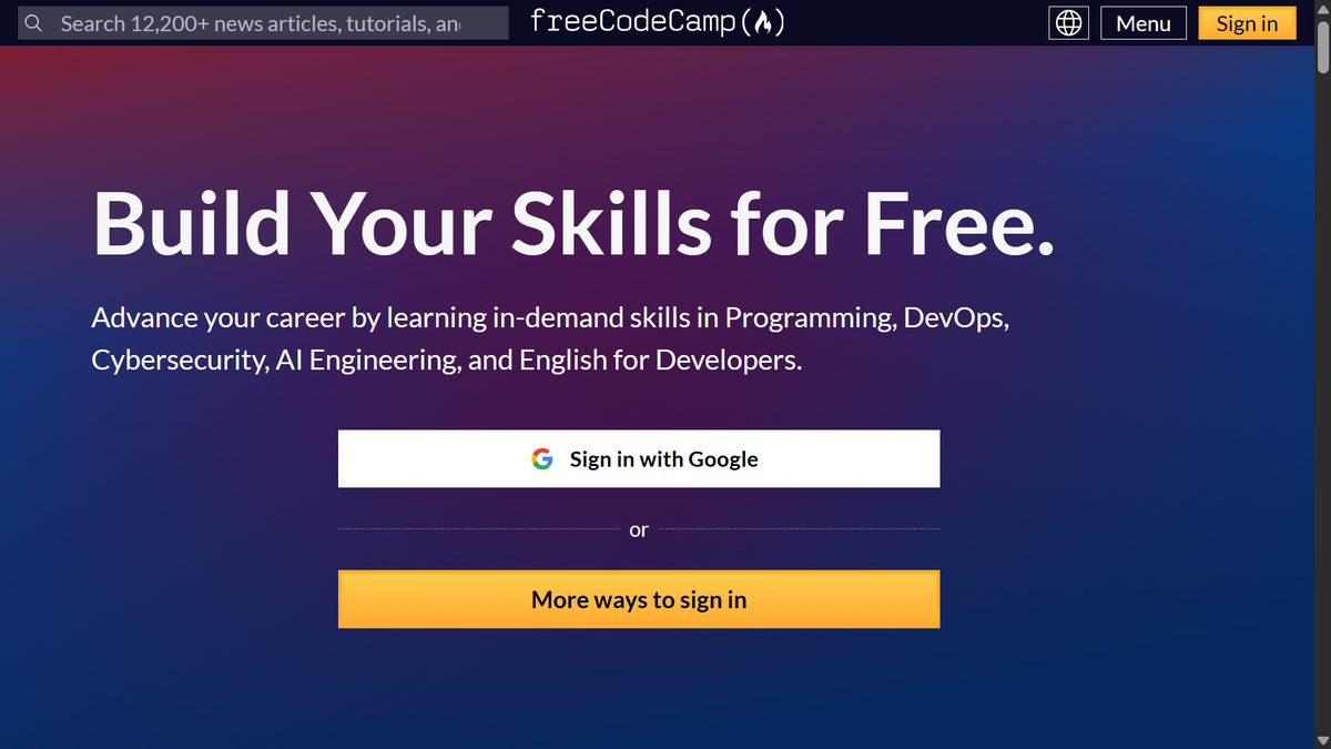 FreeCodeCamp Nonprofit Learning Platform